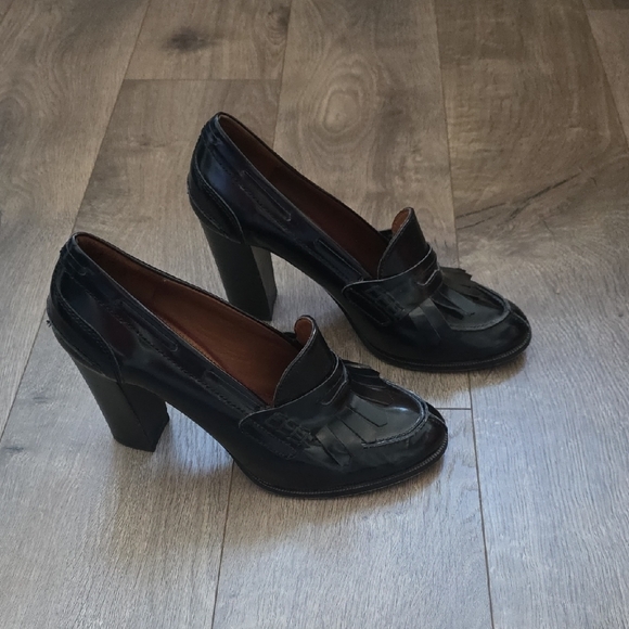Massimo Dutti - Black Leather Heeled Loafers - Size 39 - Picture 2 of 10